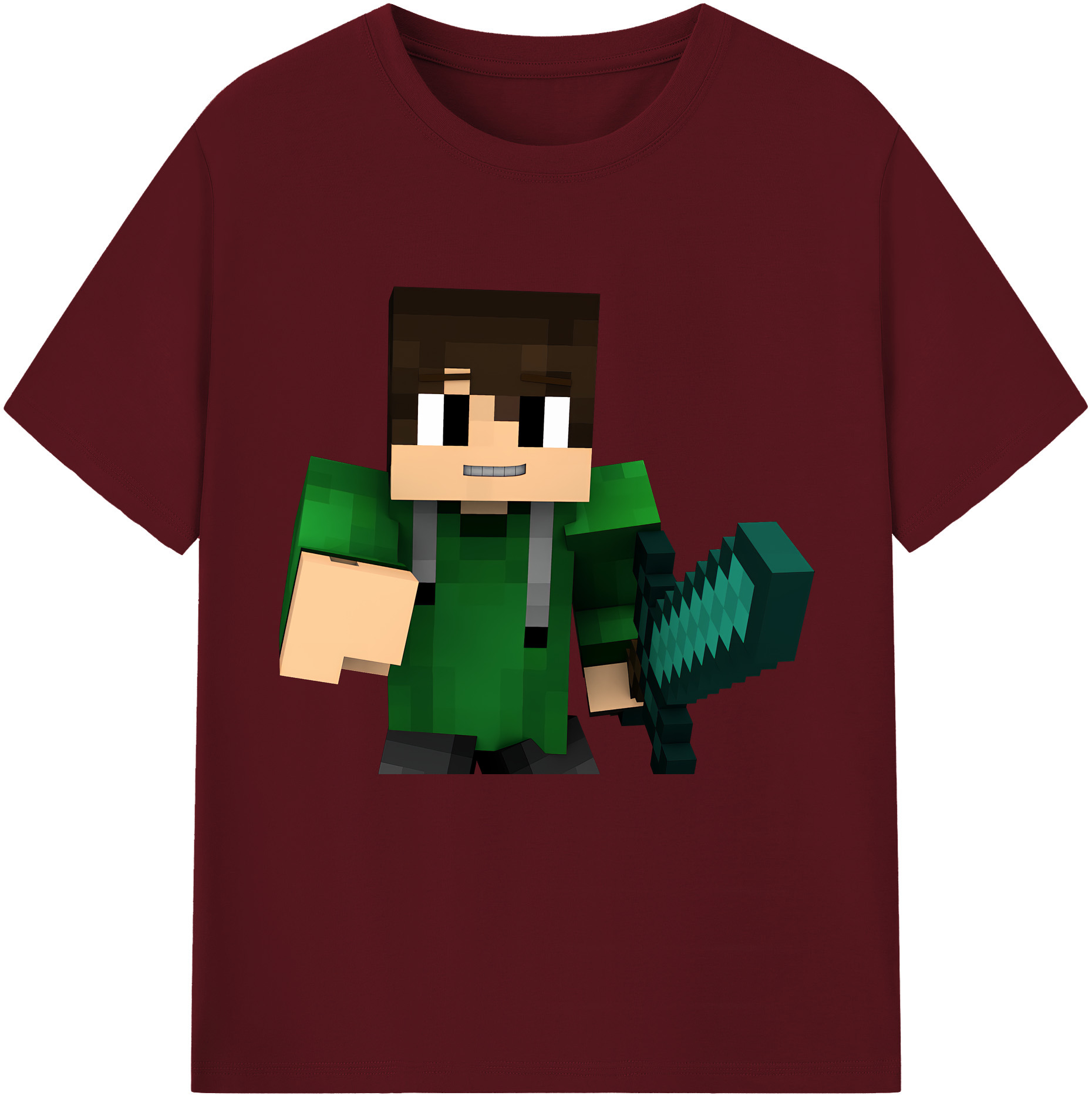 （画像用） マインクラフト ブロックの世界 Minecraft MC Block world 綿100％半袖Tシャツ（フロントプリント）